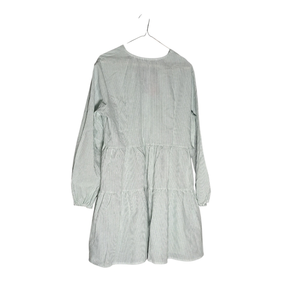 FancyInn Chambray Pinstripe Tiered Midi Dress XL - Picture 6 of 7